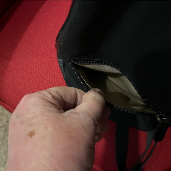 NWOT The Sak Black Leather Sling Backpack - New 5 pocket Leather 1 side canvas. - Picture 9 of 16